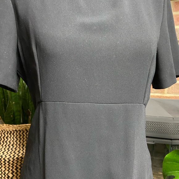 ZARA Black High Neck Short Sleeve Front Pockey Keyhole Dress, Size S - Picture 11 of 16